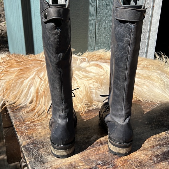 Unity in Diversity tall leather boots zippers and lace up details so nice sz 6.5 - Picture 6 of 9